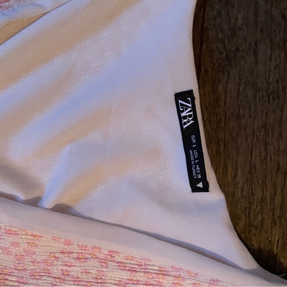 Zara Pink Textured Printed Dress NWOT - Picture 5 of 6